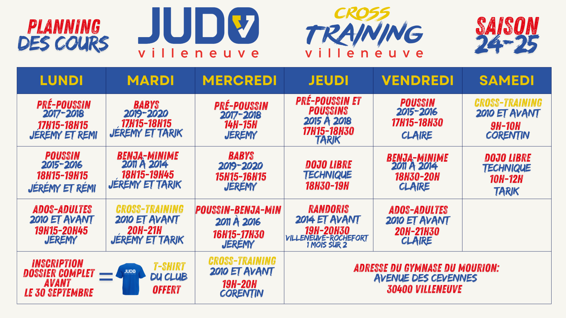 Planning judo et cross training 24 25